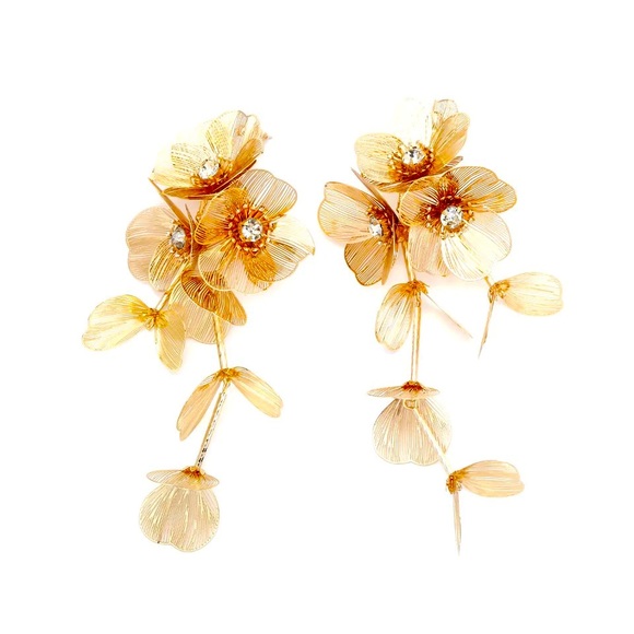 New Zara Gold Floral Cascading Earrings - Picture 6 of 8